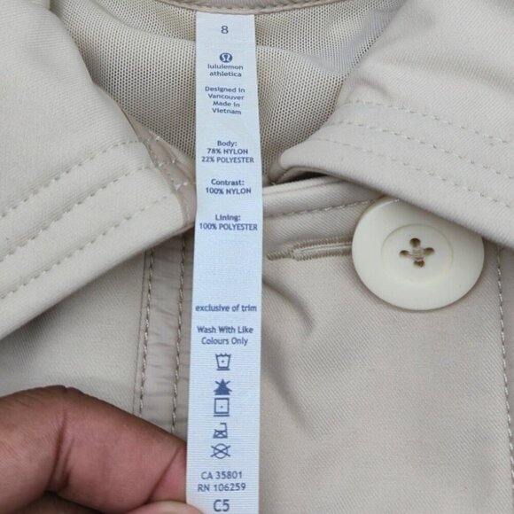 Lululemon jacket Women 8 Beige COCO Soft Shell Double Breasted Career Preppy - Picture 5 of 6